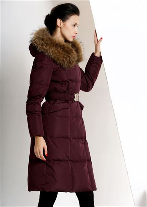 威伦蒂女士羽绒服2015中长款冬装气质奢华大貉子毛领修身显瘦外套