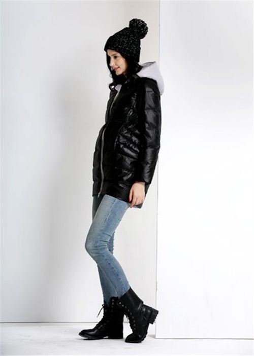 威伦蒂2015新款韩版A字羽绒服女中长款冬装撞色连帽外套