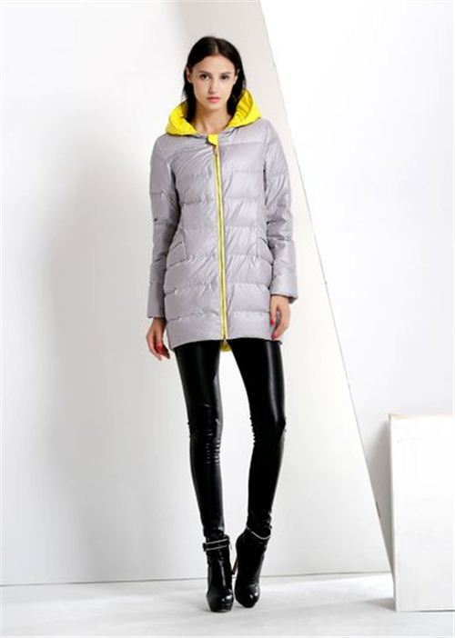 威伦蒂2015新款韩版A字羽绒服女中长款冬装撞色连帽外套