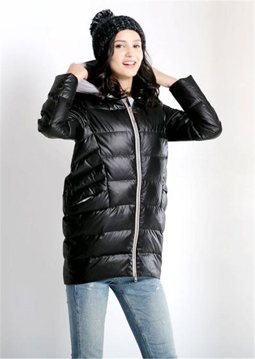 威伦蒂2015新款韩版A字羽绒服女中长款冬装撞色连帽外套