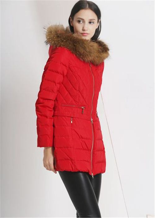 威伦蒂2015冬装新款貉子毛领韩版时尚轻薄羽绒服女中长修身款外套