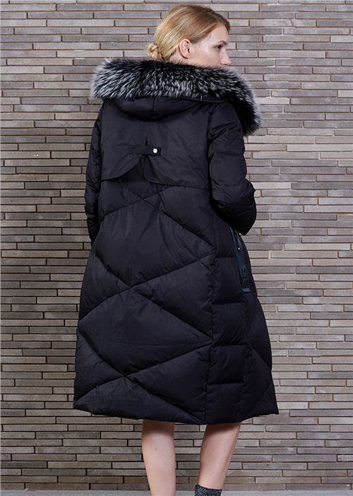 威伦蒂新中长款修身时尚大毛领女