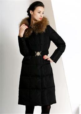 威伦蒂女士羽绒服2015中长款冬装气质奢华大貉子毛领修身显瘦外套