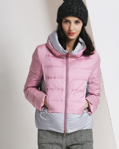 2015 威伦蒂 品牌 秋冬新款 韩版 显瘦 短款 薄羽绒服 撞色女外套